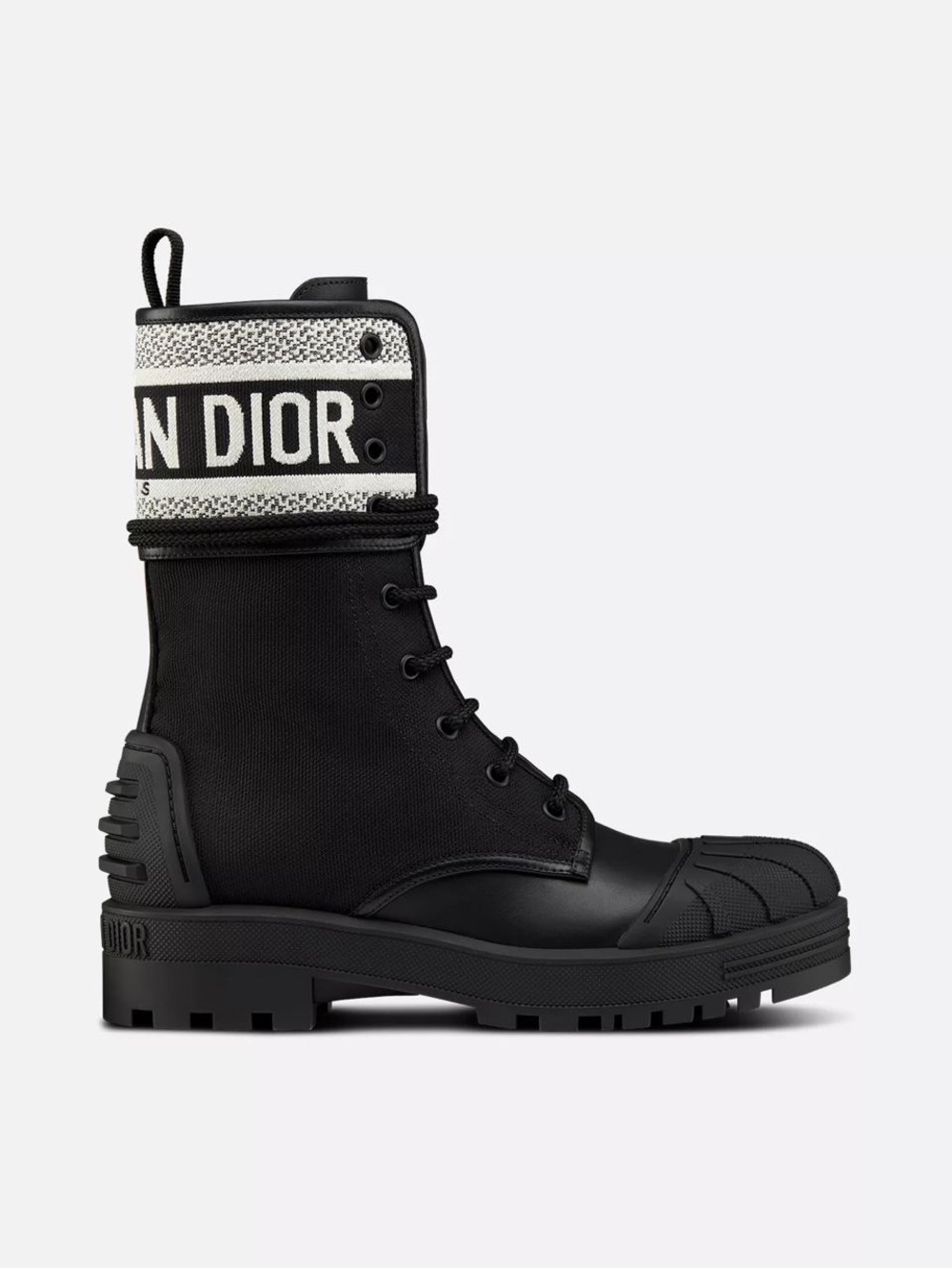 Christian Dior D-Major Ankle Boot - Black and White Lace-Up Combat Boot